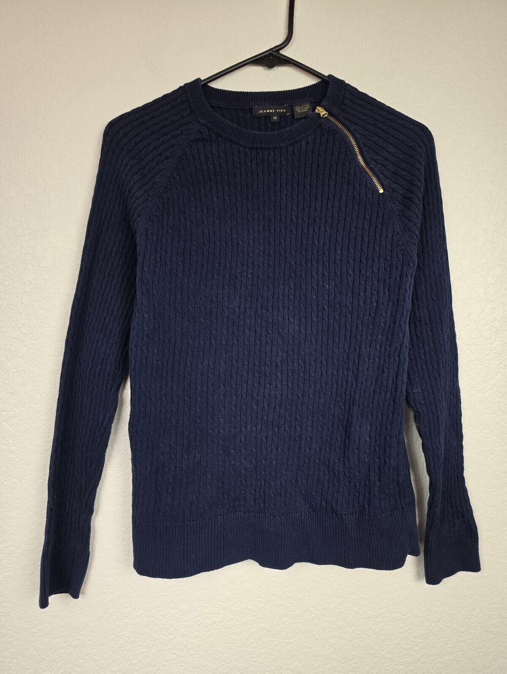Jeanne Pierre Navy Blue Ribbed Sweater Medium
